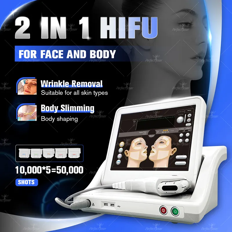 2 en 1 visage levage Hifu machine corps minceur équipement dispositif d'élimination des rides ultrasons focalisés de haute intensité 2 ans de garantie