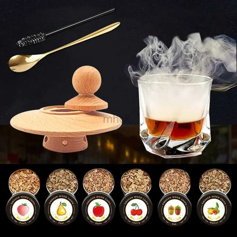 Strumenti da bar Kit per fumatori di cocktail Whisky Cappa in legno affumicato in legno per bevande Accessori per bar da cucina Strumento 240322