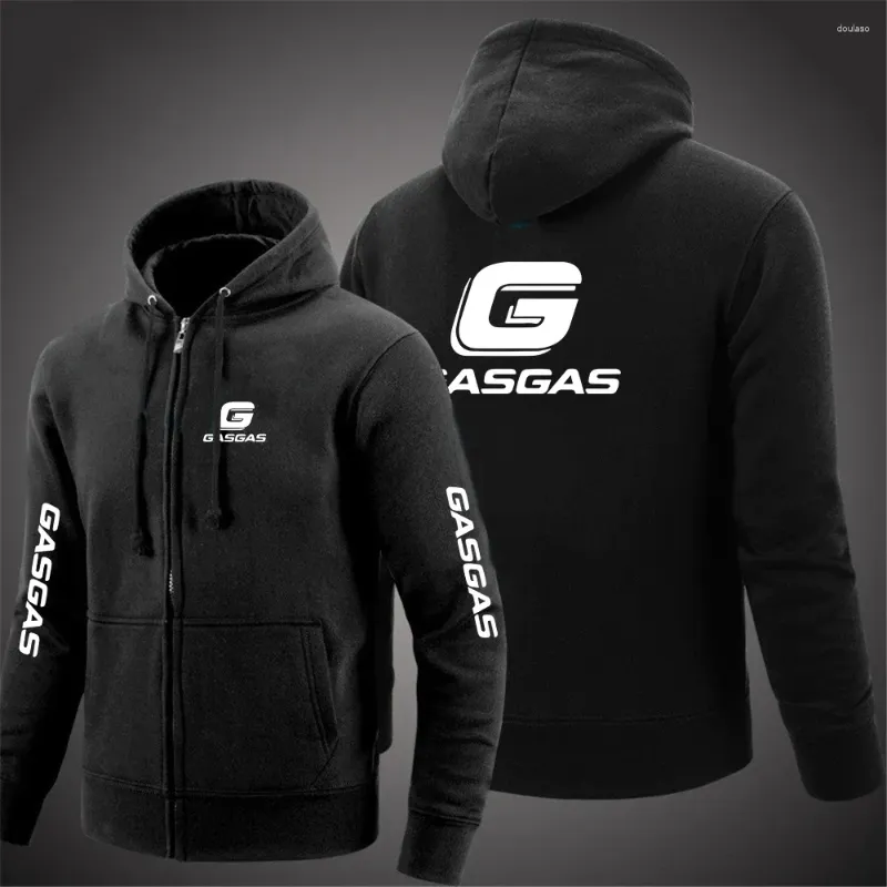 Sweats à capuche pour hommes motos GasGas 2024 impression couleur unie fermeture éclair à capuche à manches longues veste décontracté sweat à capuche pull hauts