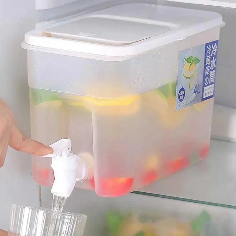 Waterflessen 4l koelkast koud ketel plastic met kraandispenser multifunction limonade container voor keukenkoelkast