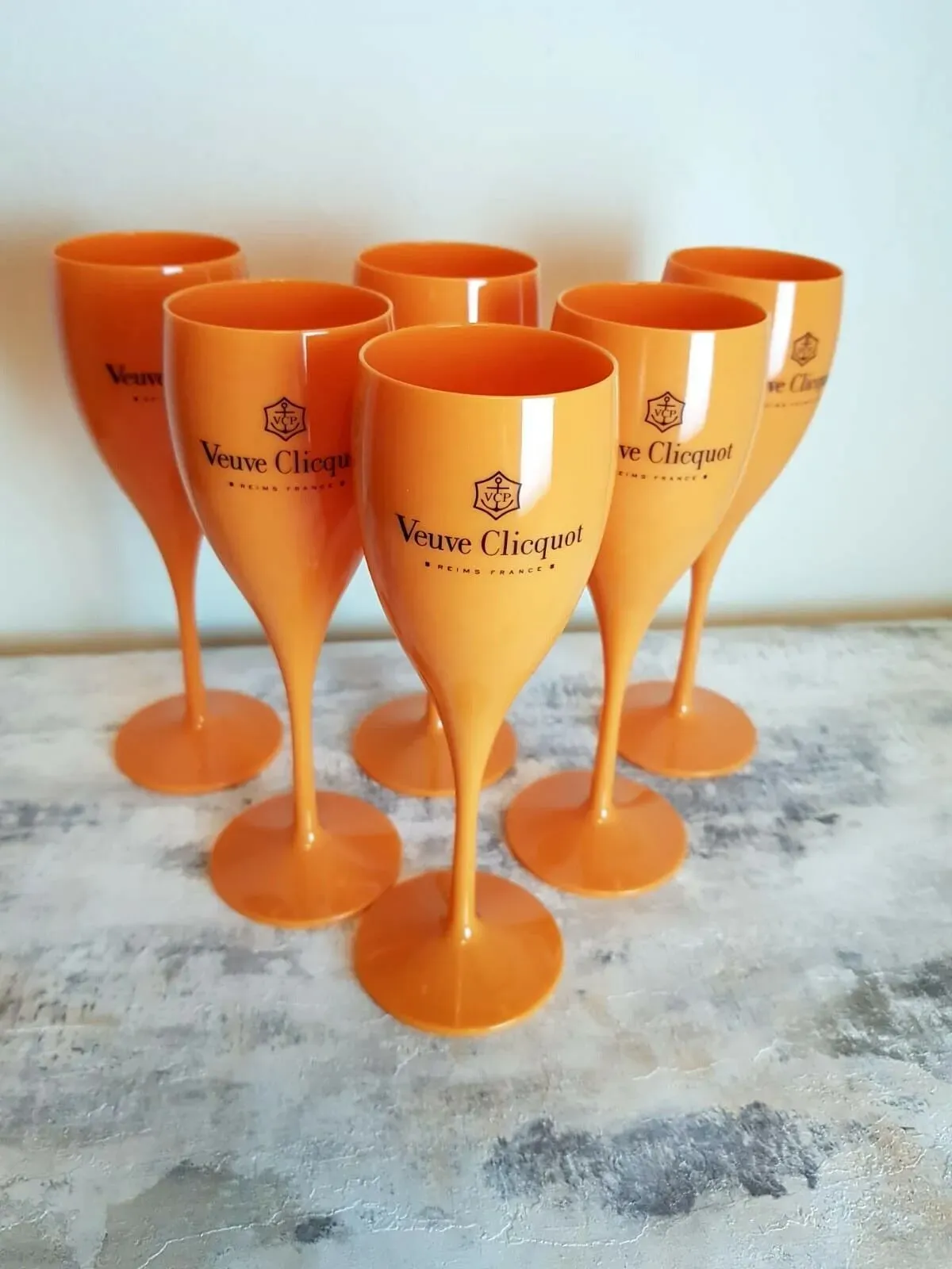 オールマッチ6x Veuve Clicquotアクリルプラスチックシャンパンオレンジフルートワイングラス180ml