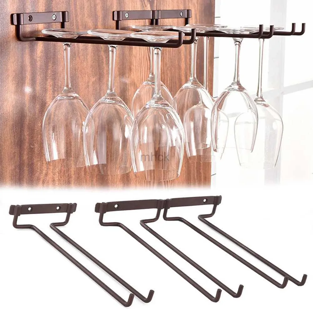Bar Tools Iron Double Row Wine Rack Glass Holder Stemware Home Bar Pub Holder Hanging Bar Hanger Shelf Kitchen Organizer Tools 240322