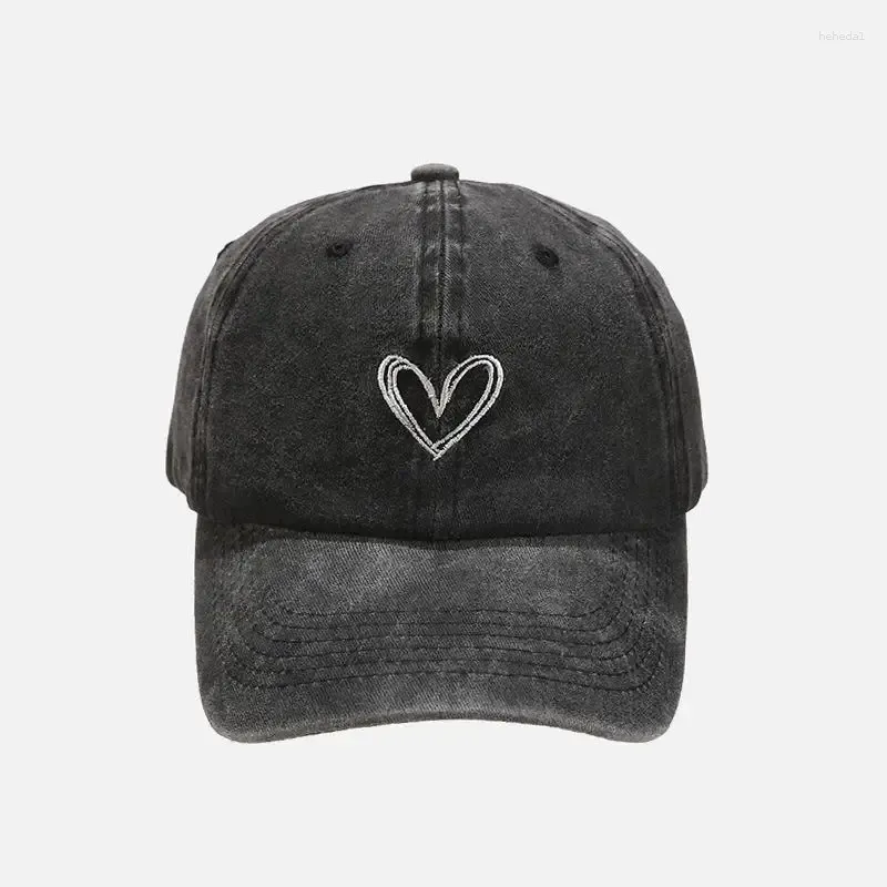 Ball Caps 2024 Fashion Outdoor Sport Baseball For Men Women Love Heart Embroidery Snapback Cap Washed Cotton Dad Hat