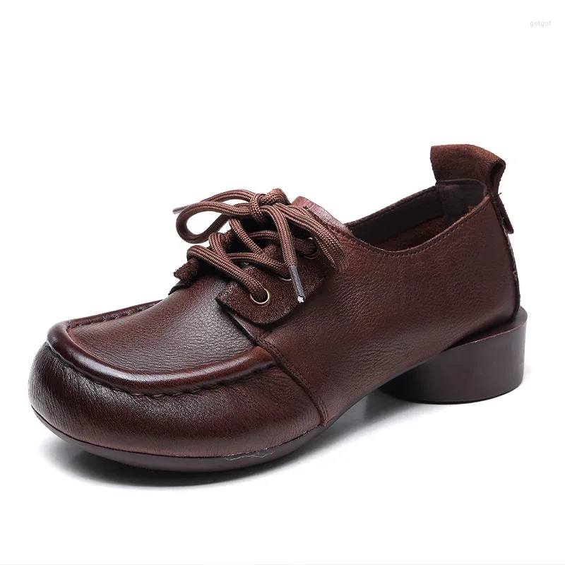 Chaussures décontractées Nostalgie Cuir de vachette souple Ballerines pour femmes Danse Cuir Marron Noir