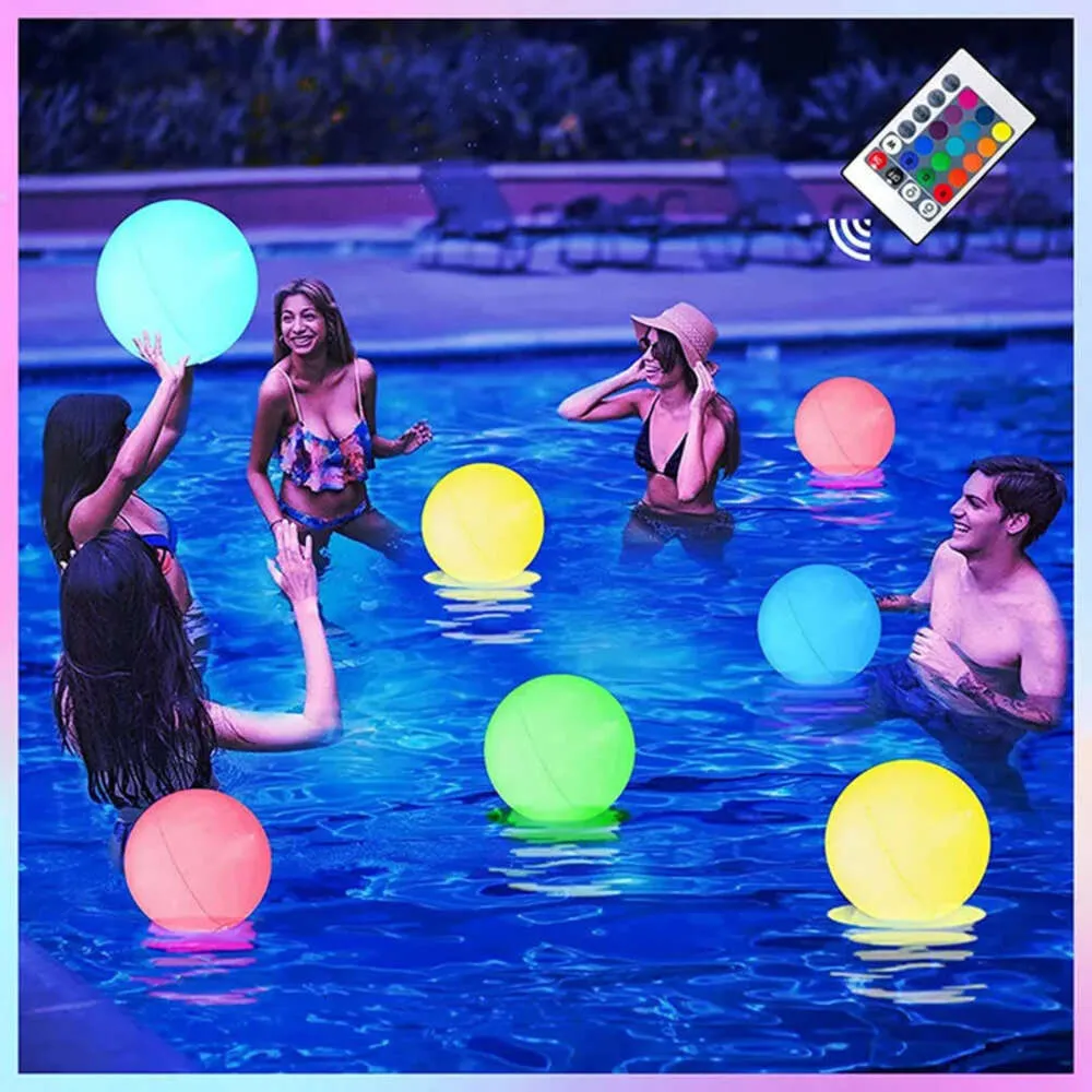 Ball 40 cm, farbenfrohe schwimmende Party-Dekoration, ferngesteuert, mit LED-Beleuchtung, Strandbälle, sogar Pool-Spielzeug, S s