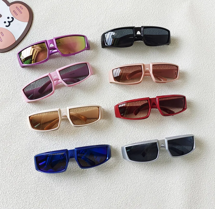 Ins Kids Sports Sunglasses Boys Girls Square Frame Cool Sunglass Anti Ultraviolet Children Beach Holiday Sun Glases Z3687