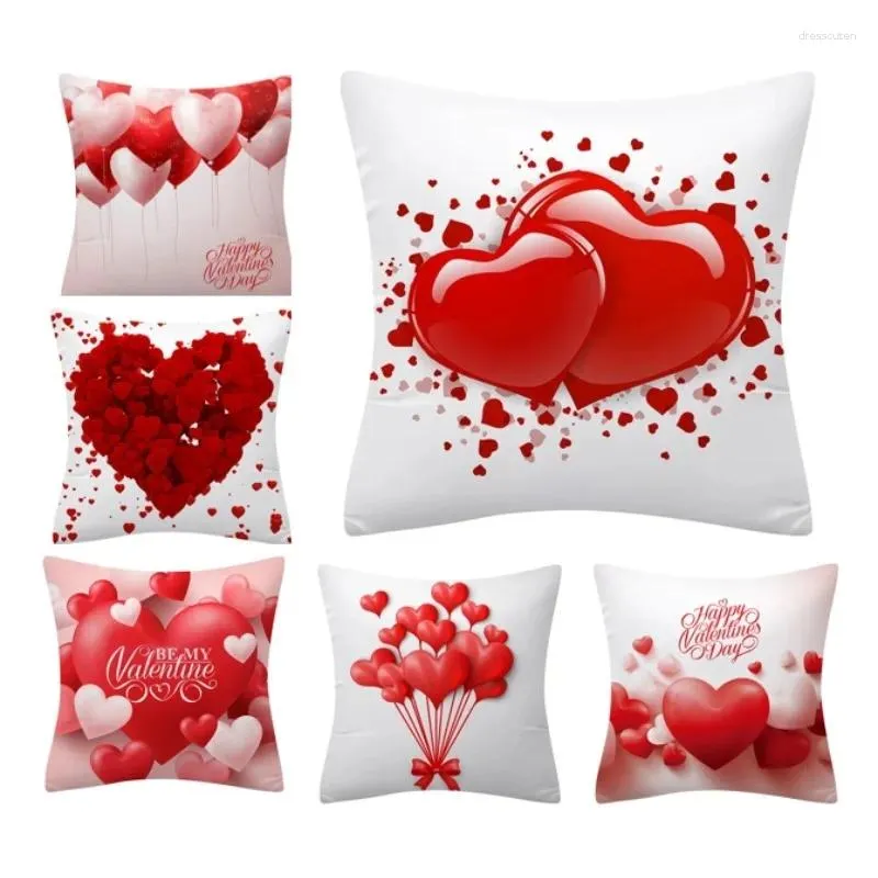 Oreiller romantique ange ballon couverture 45x45 cm mignon Double face taies d'oreiller cadeaux de saint valentin ajouter une atmosphère Festive DFa3