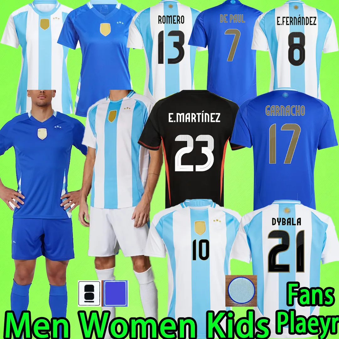 2024 Messis Maradona Argentinas Men Set Kids Kit Women Soccer Jerseys 2025 Kun Aguero Dybala di Maria målvakt Martinez Football Shirt GK 24 25 fans Player Version