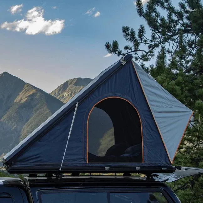 Tende e rifugi Vendita all'ingrosso per auto da campeggio Tenda da tetto a triangolo per esterni 2 persone Tetto automatico in alluminio con guscio rigido