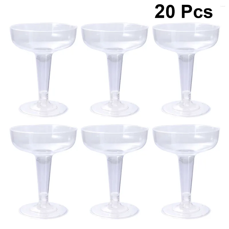 Tasses jetables Paies Red Dessert Verre Flât en plastique Party Perfait PCS 20 Lunes de champagne transparent