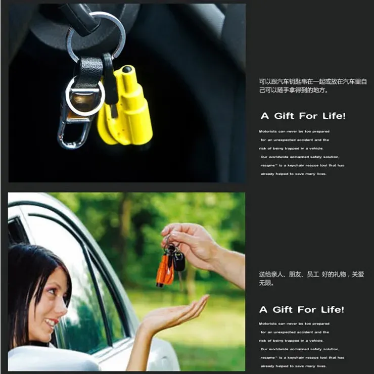 life saving hammer key chain rings portable self defense keychains emergency rescue car accessories seat belt window break tools safety glass breaker