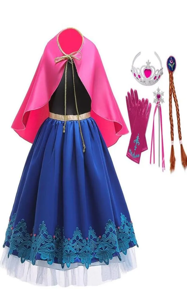 Girl039s Dresses Girls Ana Princess Dress Kids Cosplay Costume Children Haloween Birthday Party Vestido Cartoon Clothing Elza F1442019