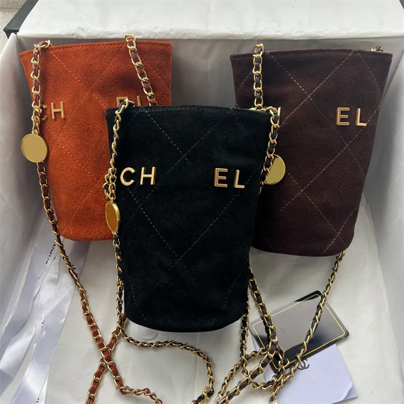 Bolsos para teléfono móvil con cadenas doradas para mujer, bolso de terciopelo de cuero suave a la moda para teléfono, minibolso de hombro de lujo, bolso de diseñador para mujer