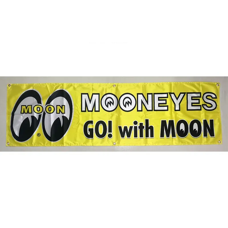 Accessories 130GSM 150D Double Sides Moon Eyes Flag Banner 1.5ft*5ft (45*150cm) Size Custom Any Size Any Logo Flying and Hanging Flags