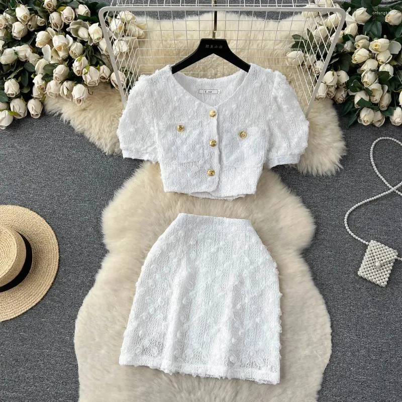 Work Dresses Pink Sweet Short Sleeve Shirt Top Mini Skirt Two Piece Sets Ladies Fragrant Suits Summer Outfits Women