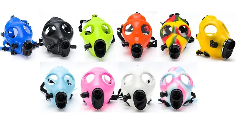 Gas Mask Hookah Only mask Water Pipes Sealed Acrylic Hookah Pipe Bong Filter High quality Solid and Colored Silicon Mask