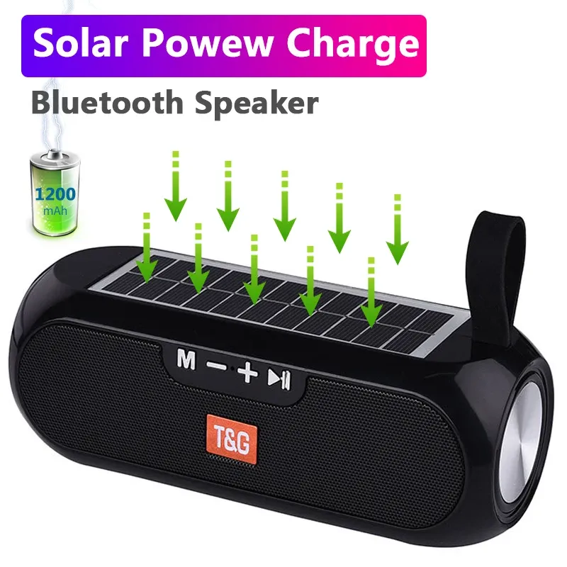 Lautsprecher Tragbare Säule WirelessBluetooth Bass Lautsprecher Stereo Musik Box Solar Power Bank Boombox Wasserdicht USB Aux FM Radio Super Bass