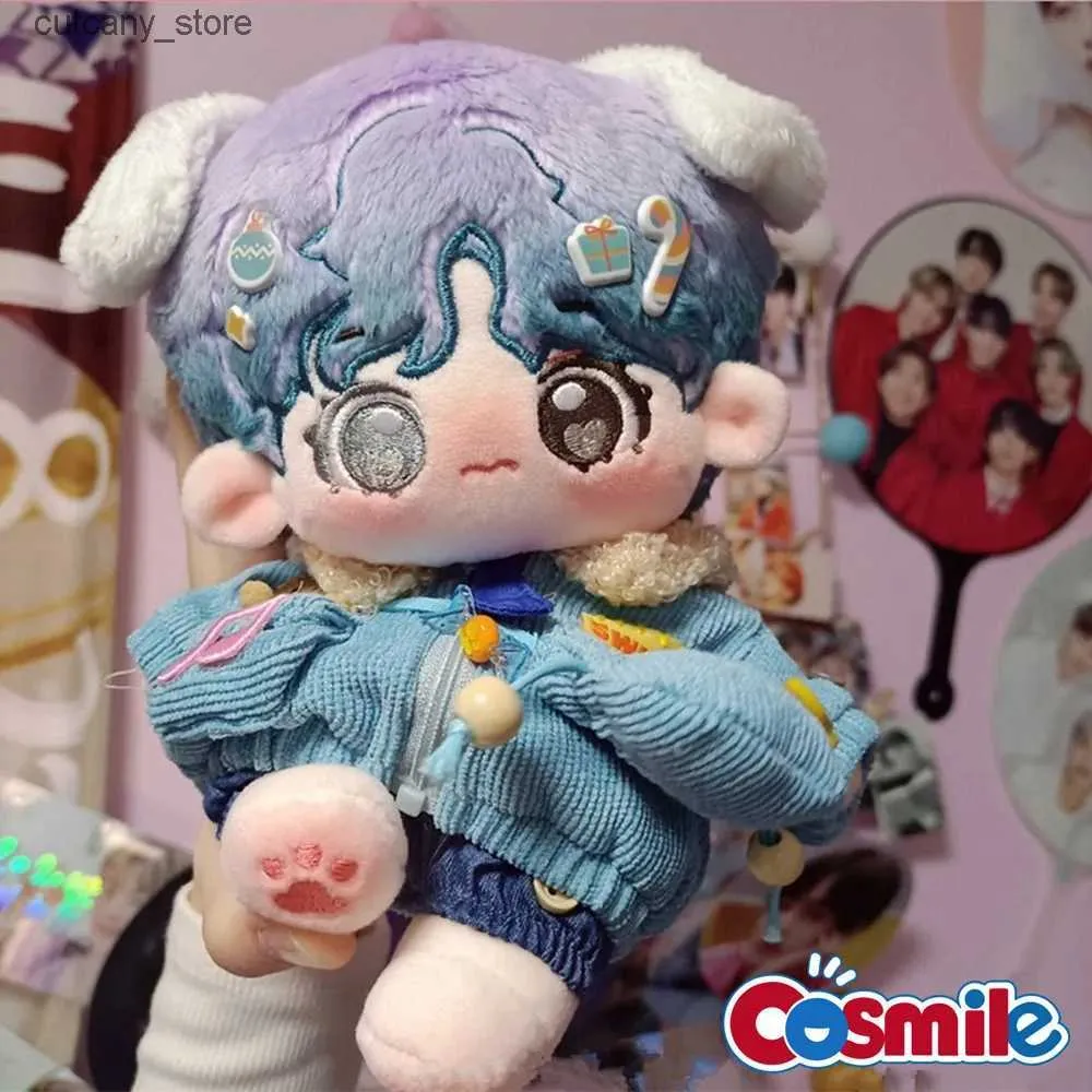 Stuffed Plush Animals Cosmi Kpop Star V Beast Ear Blue 20cm Plush Doll Toy Body Cute Cosplay Props Birthday Gift C QC L240322