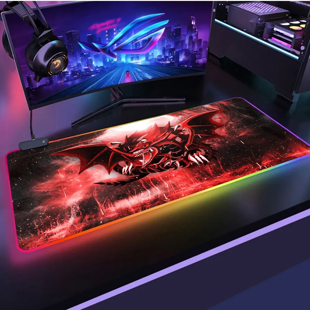 Almofadas YuGiOh Ultimate Conductor Tyranno TCG Pad RGB Anime Trading Card Game Pad CCG CSGO Game Pad AntiSlip Mouse Pad LED Desk Pad