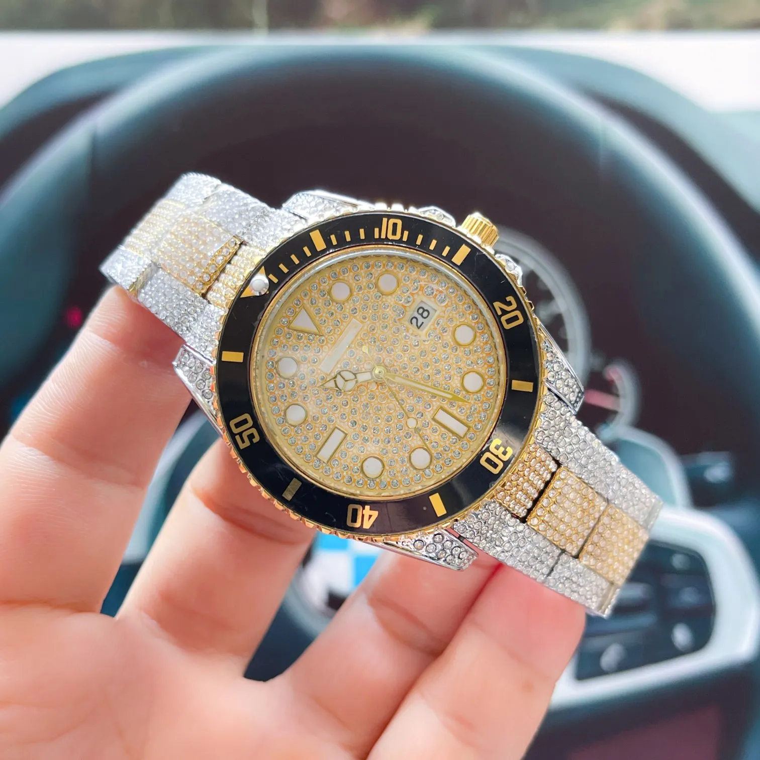 Relógio de luxo moda masculina e feminina relógios céu estrelado relógios pulseira de couro genuíno pulseira de aço multifuncional com caixa muito agradável