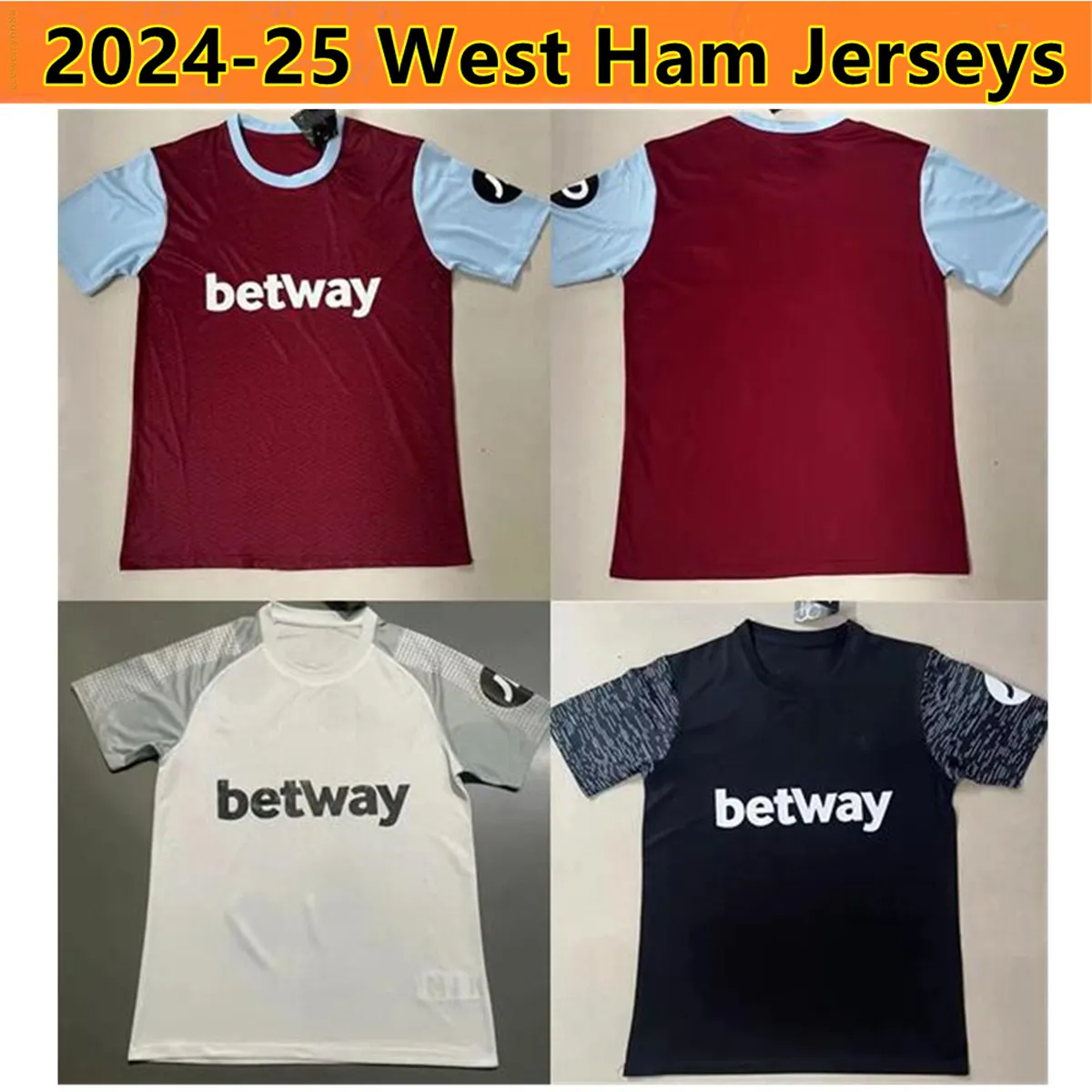 Nouveau 2024 2025 West HaMs Soccer Jerseys Final Prague BOWEN RICE SCAMACCA Chemises de football Hommes BENRAHMA ANTONIO FORNALS LANZINI PAQUETA Accueil Troisième maillot