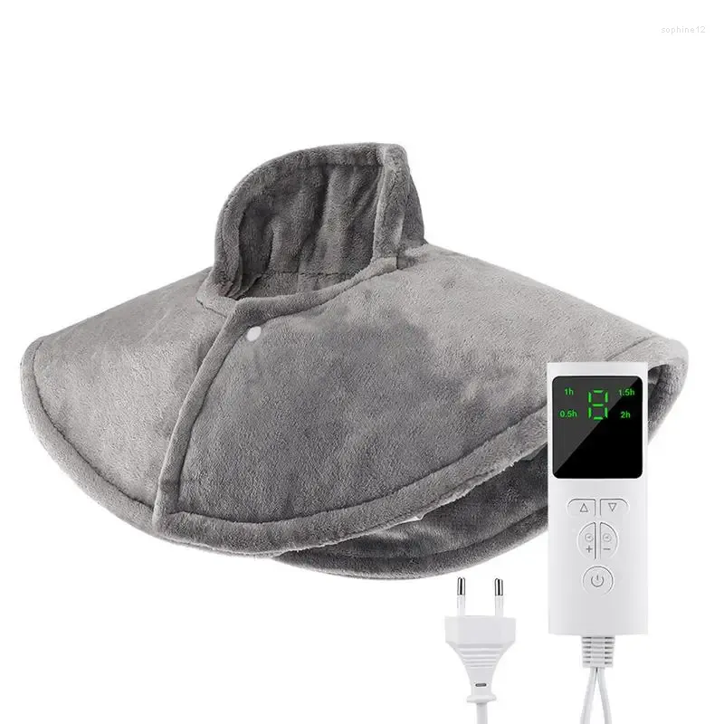 Almofada de aquecimento ponderada para tapetes, aquecedor de pescoço rápido com 9 configurações xale cobertor elétrico com fixação por pressão LCD