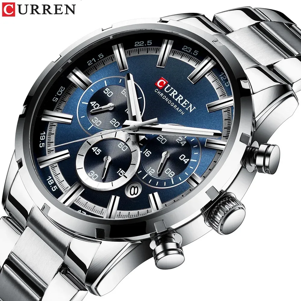 Relogio Masculino CURREN mode hommes montres haut de gamme montre-bracelet de luxe Quartz horloge montre hommes étanche chronographe 240311