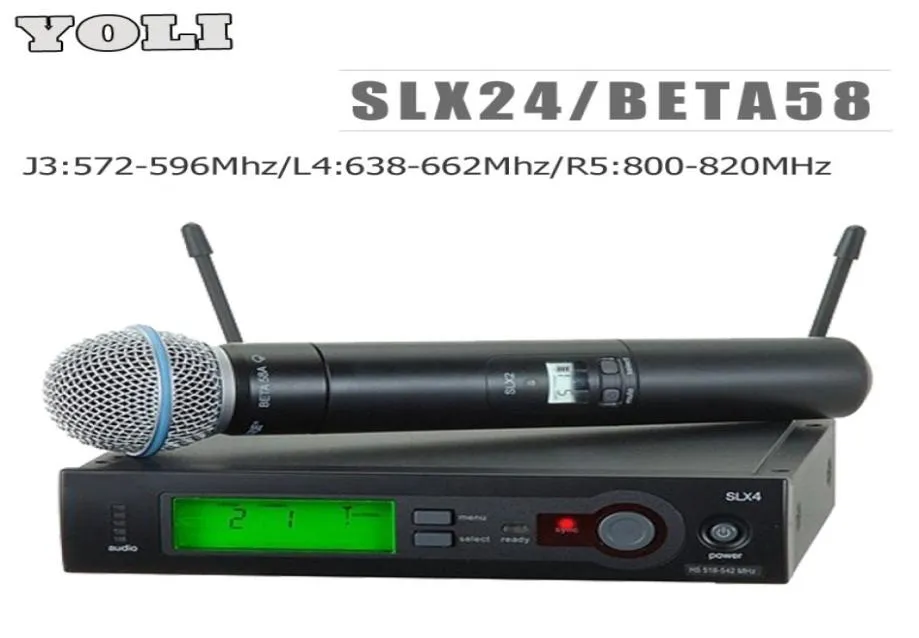 J3572596MhzL4638662MhzR5800820Mhz UHF PRO БЕСПРОВОДНАЯ МИКРОФОННАЯ СИСТЕМА SLX24BETA58 Ручной микрофон для сцены DJ3330166