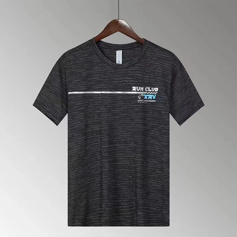 Teknoloji Tasarımcı Erkek Spor Tişörtleri Yaz Kısa Kollu Ice İpek T-Shirt Fitness Basketbol Hızlı kuru yansıtıcı mektup Nefes Alabilir İnce Streç Gömlek Koşu Tren XL