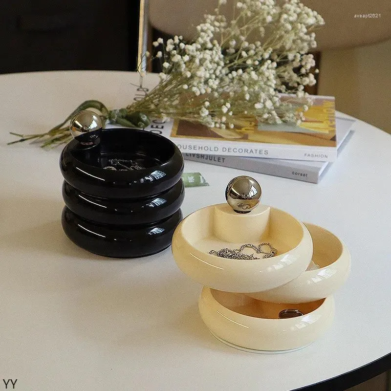 Bottles Cream Multi-layer Rotating Jewelry Storage Box Bauhaus Black Spiral Tray INS Bedroom Cloakroom Ring Cosmetic