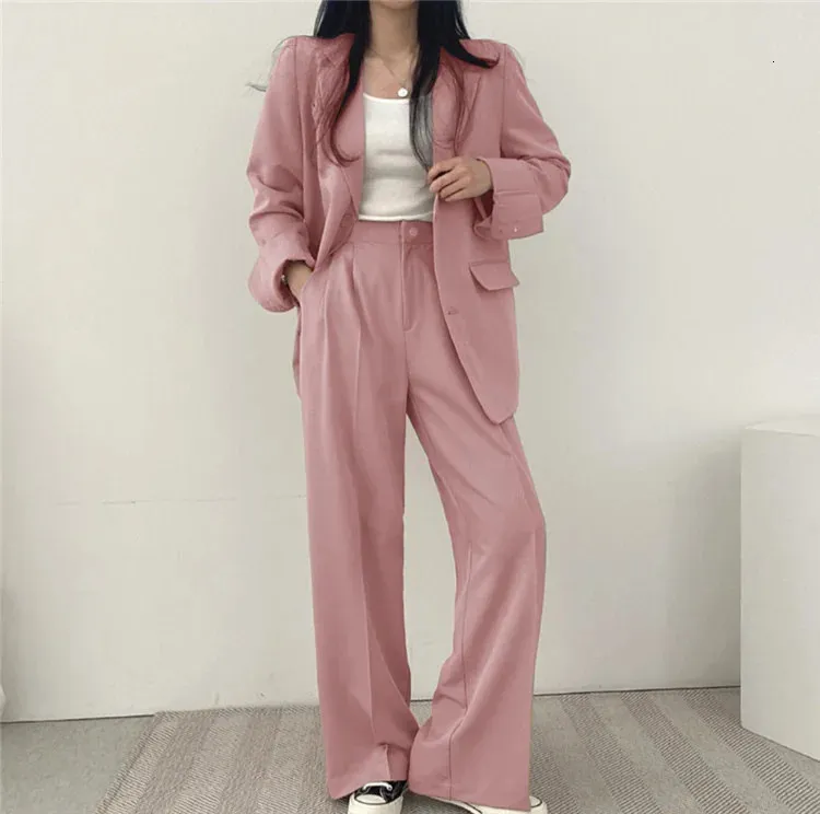 2023 Fashion 2 Piece Set Outfit Pant Sets Autumn Winter Long Sleeve Blazers Casual Loose Pants Blazer Mujer 240315