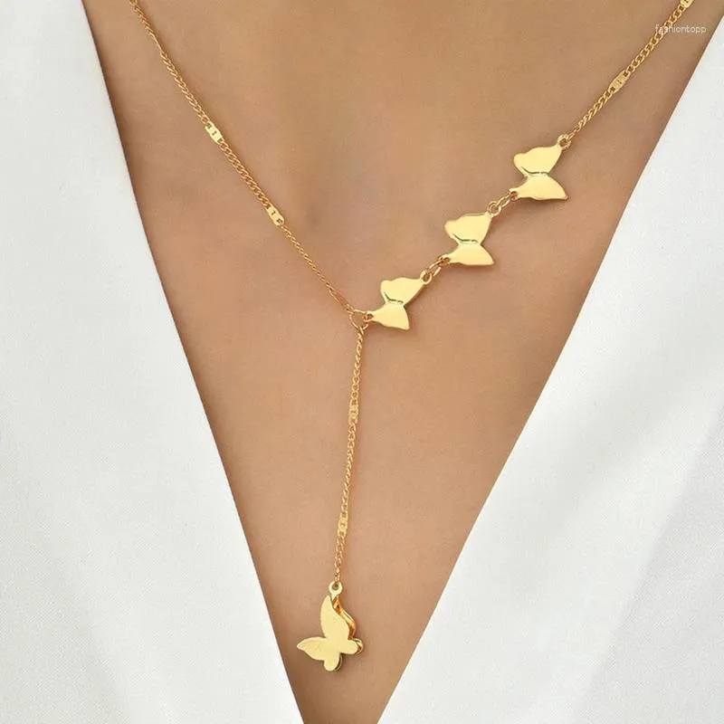 Цепи модные минималистичные сексуальные бабочки сладкий кулон ожерелье простой стиль для женщин женские ювелирные аксессуары
