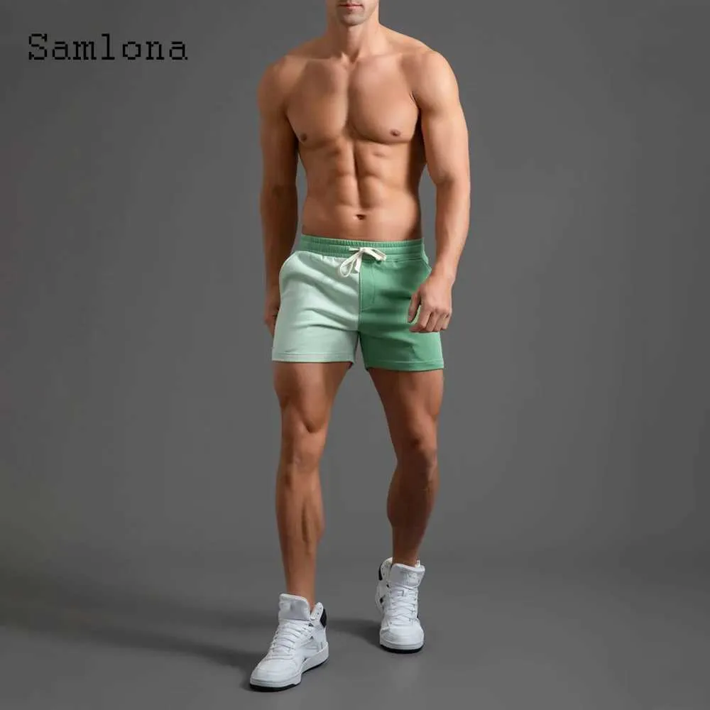 Men's Shorts Samlona Plus size 4xl mens sexy elastic Wiast shorts 2022 new patch workbench pocket mens casual beach shorts mens J240322