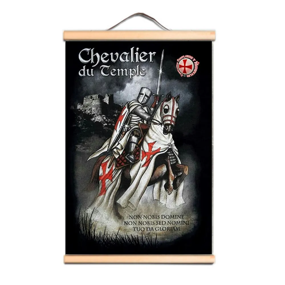 Christ Crusades Armor Warrior Affischer Canvas Art Print Scroll målning Knights Templar Wall Hanging Flag Vintage Wall Decoration AB10