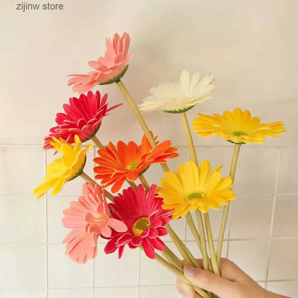 Faux Floral Greenery 1/3pcs Daisy Flower Artificial Flowers Bouquet for Indoor Table Home Vase Decor Fake Flowers Garden Wedding Decoration Outdoor Y240322