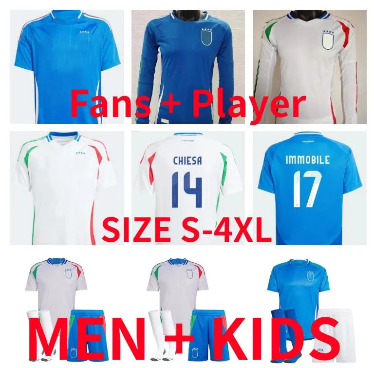 2024 Italië CHIESA voetbalshirts Italia 24 25 maglie da calcio VERRATTI GNONTO LORENZO PINAMONTI POLITANO GRIFO voetbalshirt uniform Spelerversie Lange mouwen