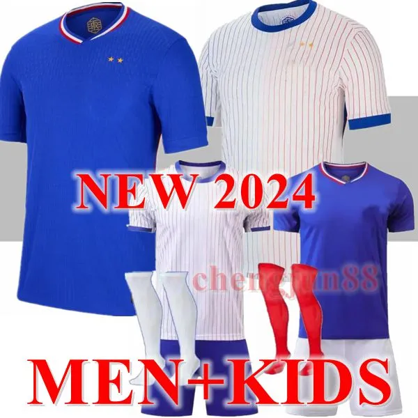 24 25 Jersey à domicile français Mbappe Soccer Jerseys Dembele Coman Saliba Kante Maillot de Foot Squipe Maillots Griezmann Kids Kit Men Fans Joue Player Football Shirt