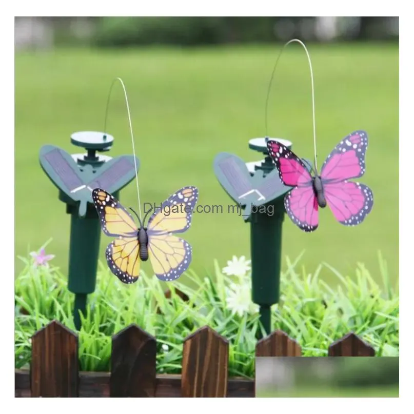 Garden Decorations Solar Power Dancing Rotating Butterflies Fluttering Vibration Fly Hummingbird Flying Birds Yard Decoration Funny To Dhfg7