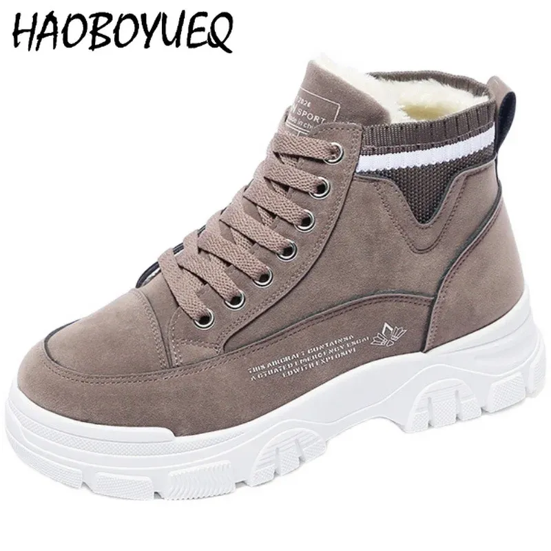 Botas de inverno Sapatos de algodão feminino mais veludo tênis de cano casual tênis à prova d'água