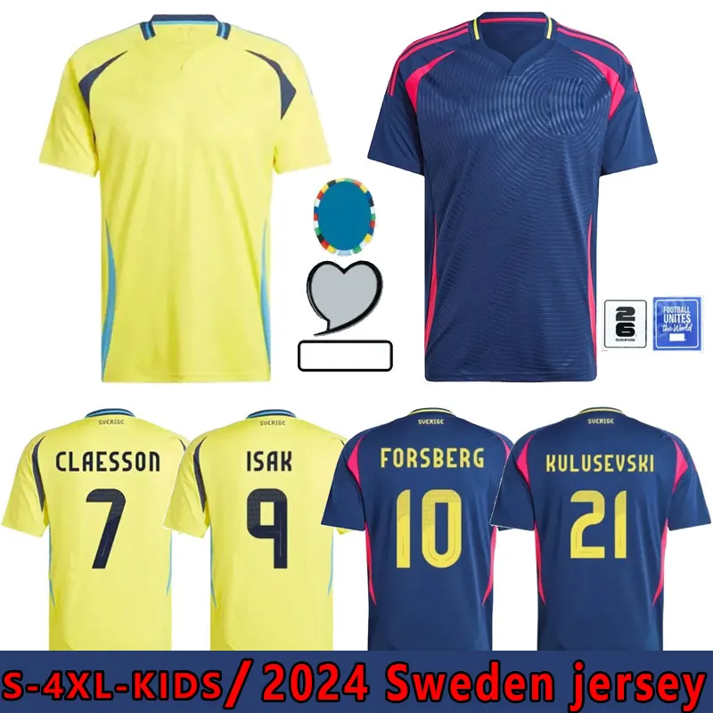 2024年スウェーデンサッカージャージナショナルチーム24 25 ISAK FORSBERG JANSSON BERG EKDAL KULUSEVSKI FOUTLORY SHIRTS MEN