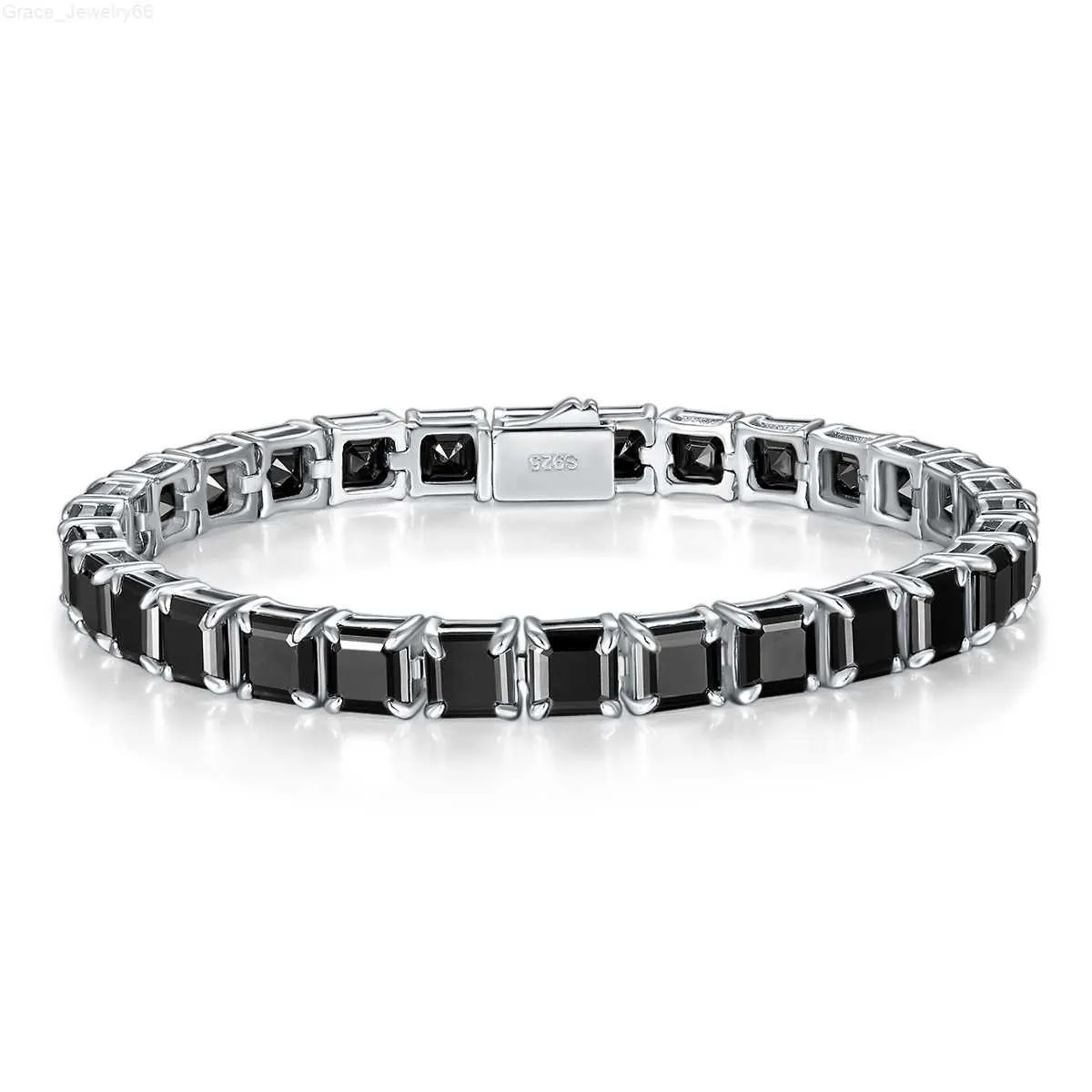 Bijoux à prix personnalisé en argent Sterling 925 GRA, chaîne de Tennis en Moissanite noire, Bracelets de Tennis en diamant pour femmes et hommes