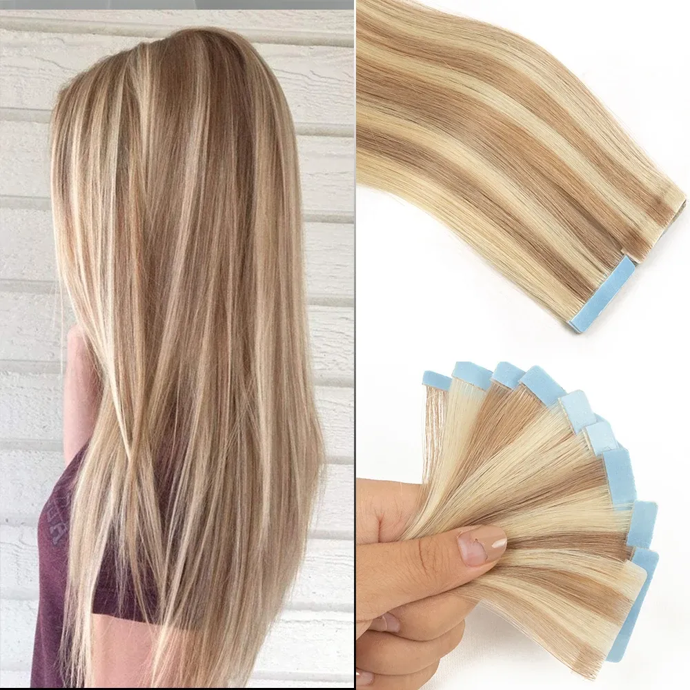 Extensions Rechte Tape In Extensions van echt haar Huidinslag Onzichtbare PU-tape in haarverlenging voor salon Naadloze tape in haar 10 stks/pak