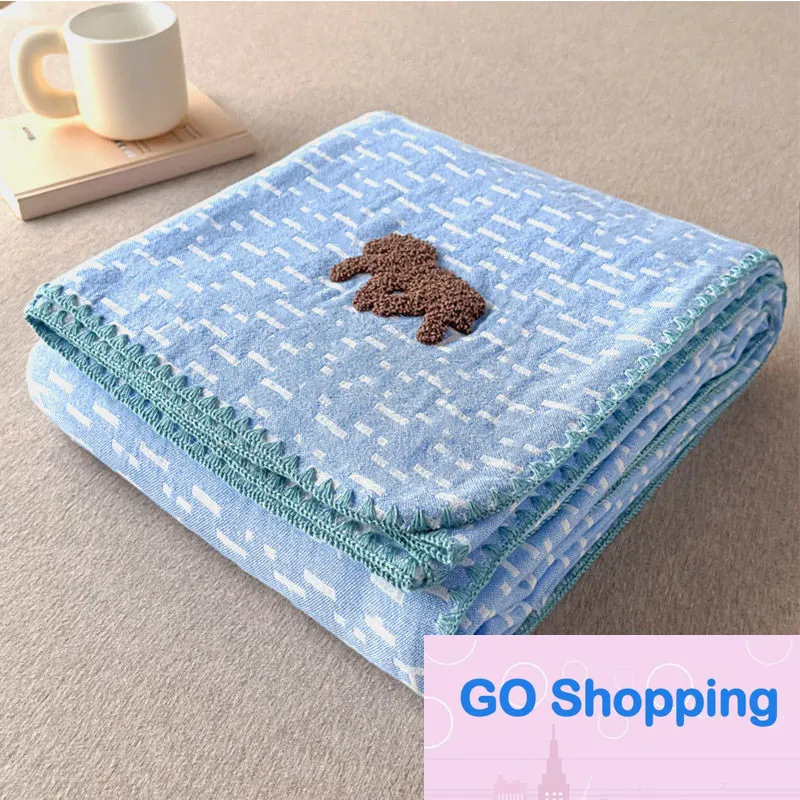 Fashion Nanjiren Cotton Gauze Towel Quilt Cotton Blanket Quilt Summer Thin Baby Children Cover Blanket Cotton Yarn Summer Blankets