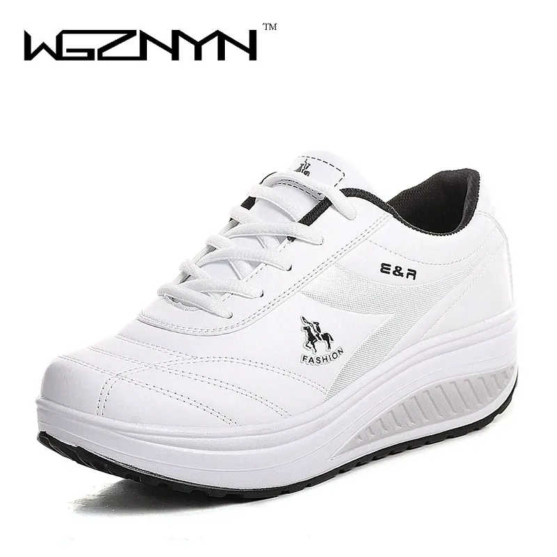 Pumps WGZNYN 2022 Slimming Shoes Women Fashion Leather Casual Shoes Women Lady Swing Shoes Spring Autumn Factory Top Quality Shoes
