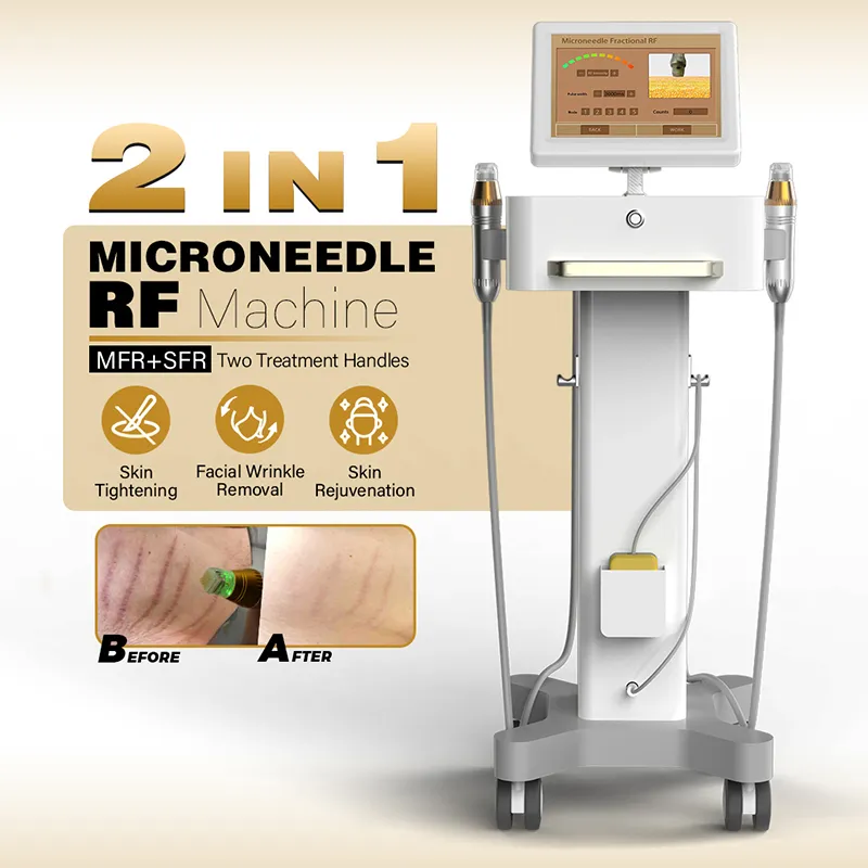 RF MicroneEdle Device Microneeding Skin Care Acne Treatment Micro Needles Fraktionsmaskin Ta bort åldrande hud Fina linjer Rynkor RF Microneedle Equipment