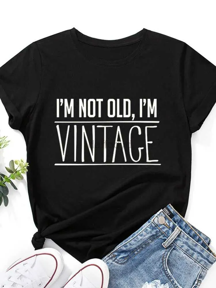 T-shirt Femme Je ne suis pas vieux, je suis un T-shirt femme imprimé rétro à manches courtes col rond ample T-shirt femme T-shirt femme haut 240322