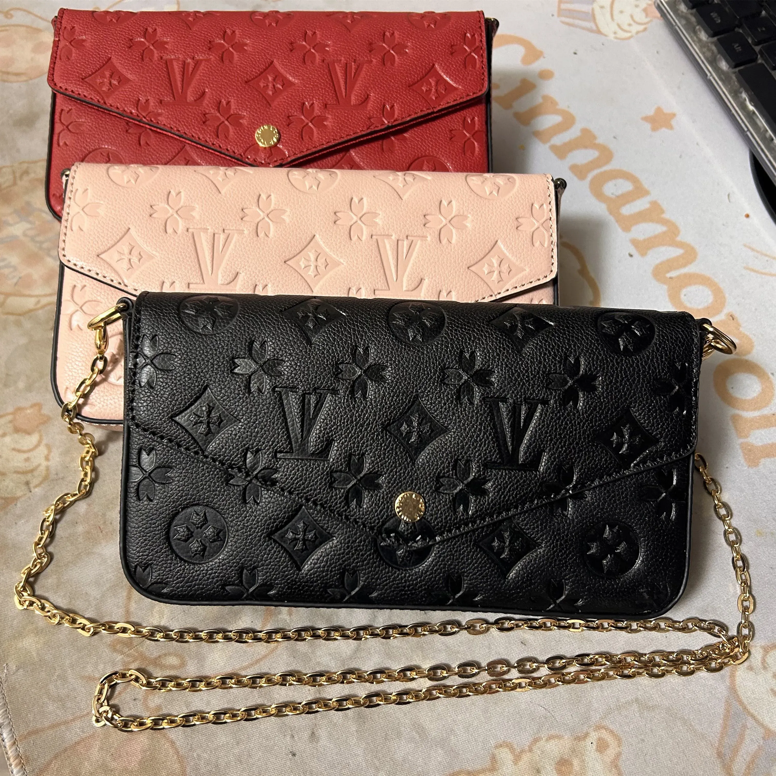 10A QuAtiy Women Messenger läderhandväska kvällsväska originallåda blommor med dandelskod serienummer präglade louise handväska vutton crossbody viuton väska