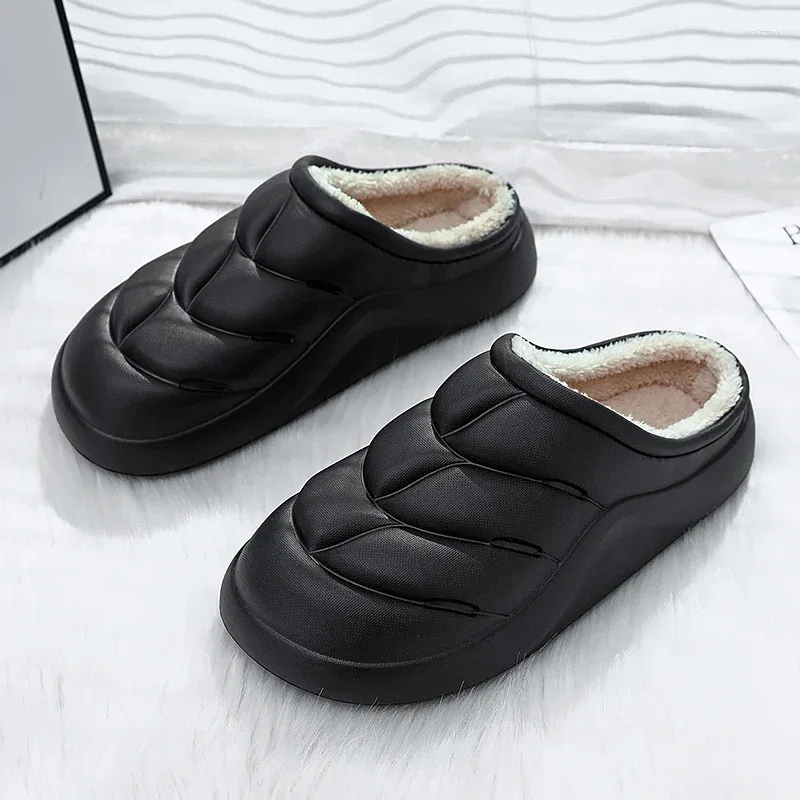 Slippers Couple Eva Fluffy Outdoor Waterproof Style Easy To Clean Young Fashion Non-slip Lightweight Winter Warm Shoes