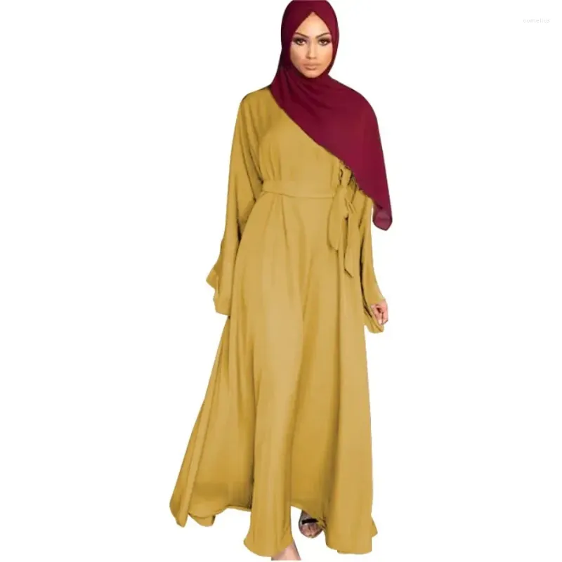 Ethnic Clothing 2024 In Muslim Eveing Dress Long Gown Burgundy Gary Yellow Party Prom Dresses Graduation Birthday Wholesale