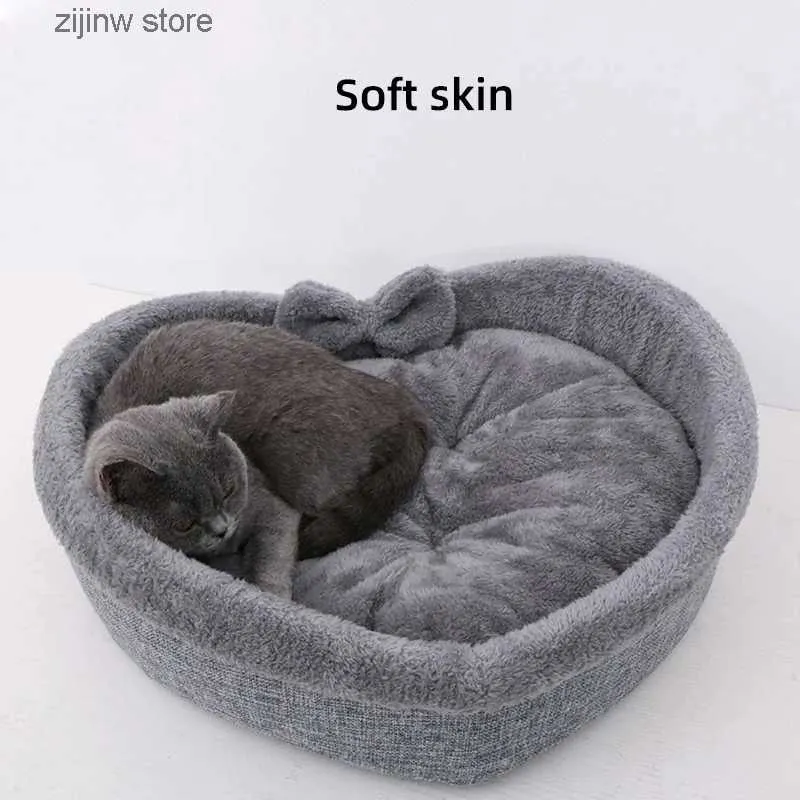 Letti per gatti Mobili Comodo lettino per animali a forma di cuore in cotone PP spesso caldo cuccia per cani - Forniture per animali domestici per cani di piccola e media taglia per interni Y240322